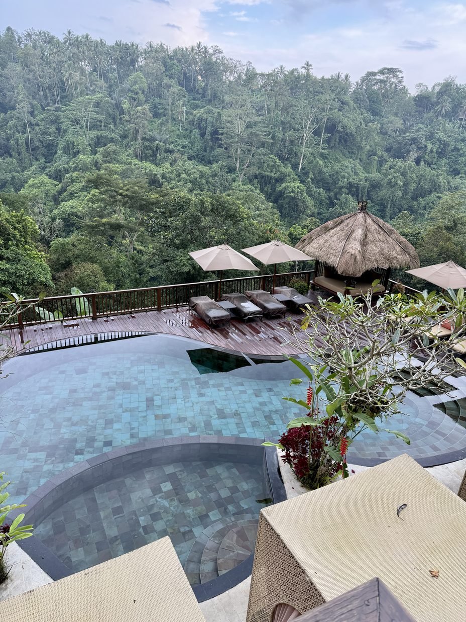 Temple ceremony in Bali amid lush jungle