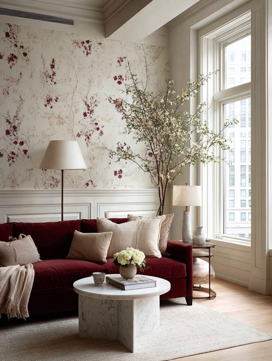 A room mixing traditional and modern pieces